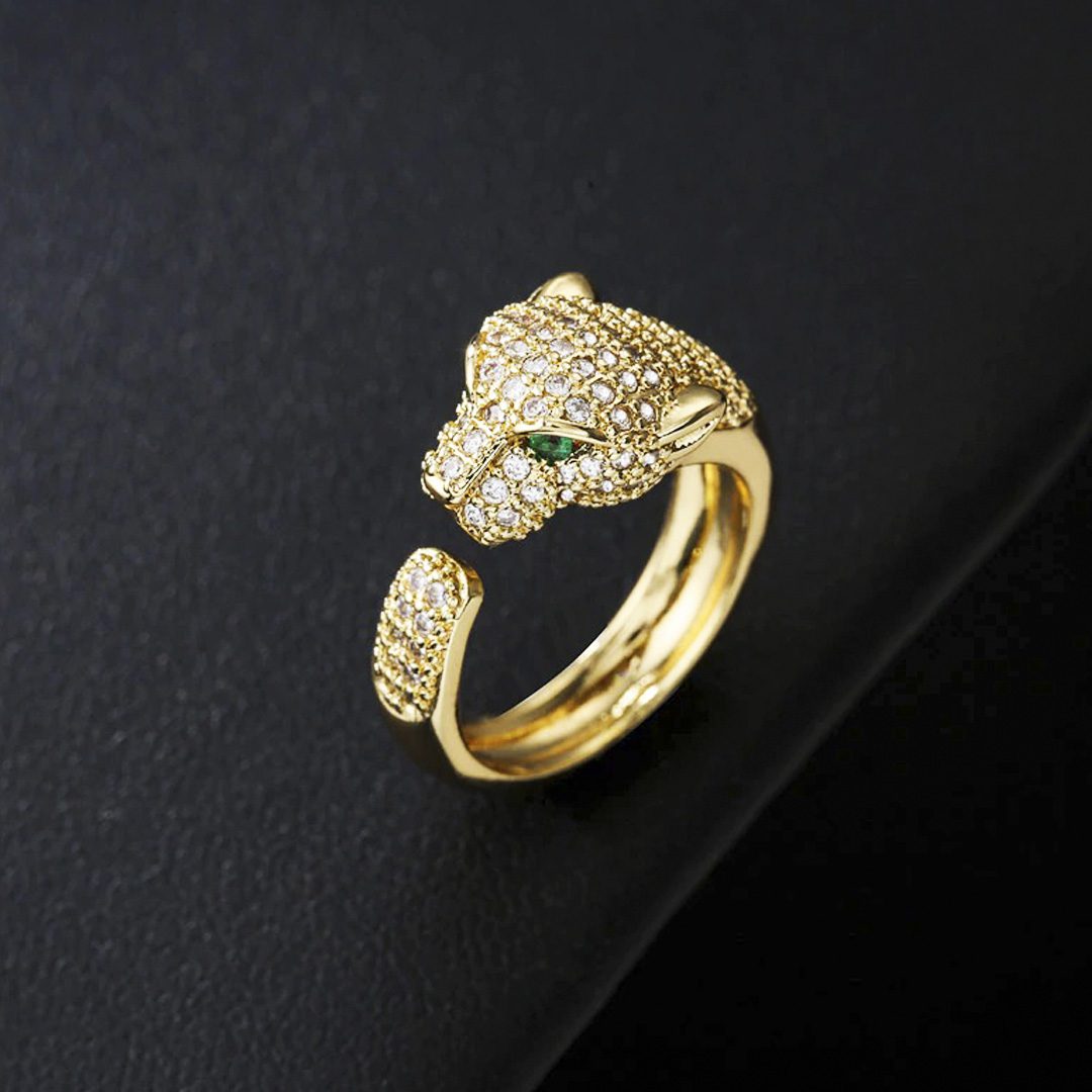 anel de leopardo ajustável feminino