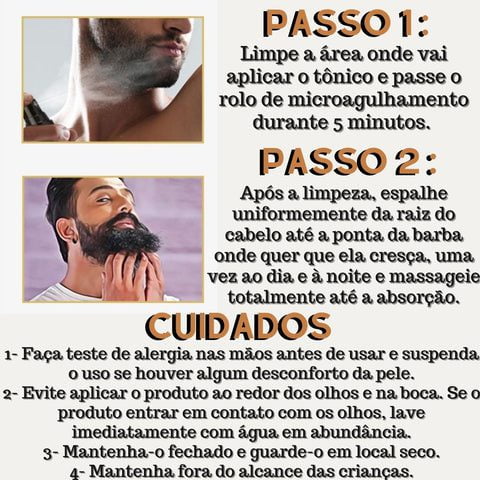tônico para crescer barba, tônico de crescimento capilar, tônico de crescimento para barba, cosméticos masculinos, microagulhamento, crescer barba, minoxidil