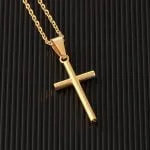 Relógio masculino Dourado Corrente com crucifixo anel ajustável pulseira dourada