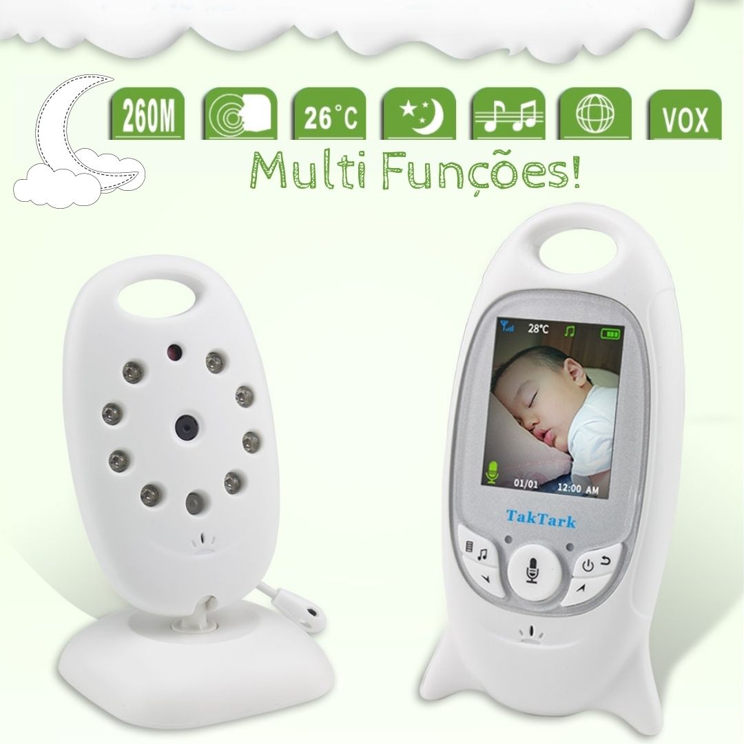 babá eletrônica áudio vídeo sem fio completa multifunções protege bebê seguro temperatura