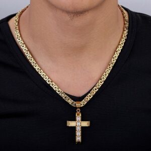 Crucifixo masculino, colares banhados a ouro
