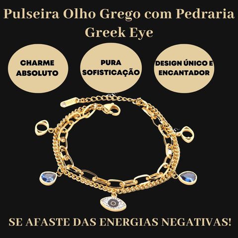 pulseira feminina, pulseira de luxo, pulseira de olho grego, pulseira que afasta energias negativas, pulseira elegante, acessórios de luxo, acessórios femininos, acessórios cravejados