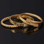 Relógio masculino Dourado Corrente com crucifixo anel ajustável pulseira dourada