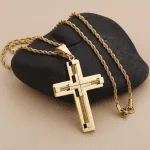 Relógio masculino Dourado Corrente com crucifixo anel ajustável pulseira dourada