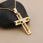 Relógio masculino Dourado Corrente com crucifixo anel ajustável pulseira dourada