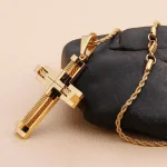 Relógio masculino Dourado Corrente com crucifixo anel ajustável pulseira dourada