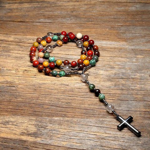 Crucifixo de Pedras naturais, fé cristã, pedras preciosas, cristal de proteção, artesanal, energia positiva