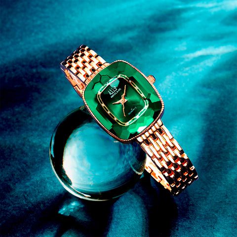 Relógio Feminino Luxury + Bracelete Esmeralda