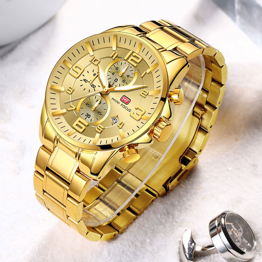 relógio dourado masculino de luxo barato
