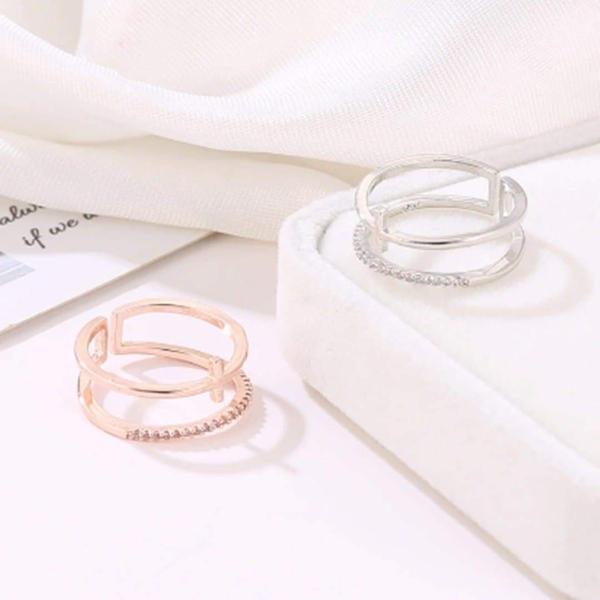Anel ajustável Bright Rosé e Prata - Anéis Femininos - Feminino- Religiosos Femininos - SANTO STILO