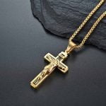 Crucifixo em Aço Inoxidável - Paixão de Cristo - Aço Inoxidável - Correntes Masculinas- Crucifixo - SANTO STILO
