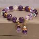 Pulseira com Zircônias e Pedra Ametista - Purple Nebula - Pulseira Berloques - Pulseira Delicada- Pulseira Feminina - SANTO STILO