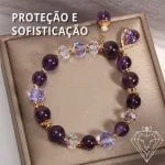 Pulseira com Zircônias e Pedra Ametista - Purple Nebula - Pulseira Berloques - Pulseira Delicada- Pulseira Feminina - SANTO STILO