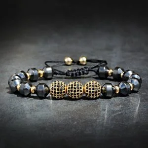 Pulseira de Hematita Cravejada - Exclusive - Masculino - Novidades- Pedra Hematita - SANTO STILO