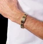 Terapia magnética, pulseira masculina, pulseira banhada a ouro, pulseira moderna, aço inoxidável, moda masculina, qualidade, antialérgico, ímãs, design moderno, atitude, poder, sofisticado, elegância, bracelete masculino