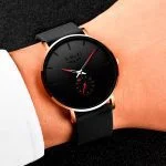 Relógio Minimalista em Aço Inoxidável - Elegance Black - Masculino - Pets- Pulseiras Masculinas - SANTO STILO