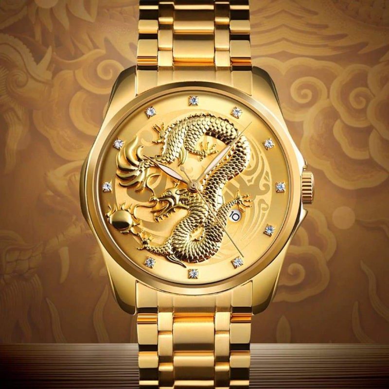 Relógio Dourado Golden Dragon ® - masculino - Relógios Masculinos- - SANTO STILO