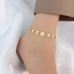 Tornozeleira em Aço Inoxidável - FlowerShine - Feminino - Novidades- Pingente de Flor - SANTO STILO