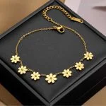 Tornozeleira em Aço Inoxidável - FlowerShine - Feminino - Novidades- Pingente de Flor - SANTO STILO