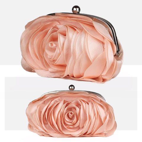 Bolsa de Rosa, bolsa 3D pétalas de rosa, clutch, flores, estilo romântico