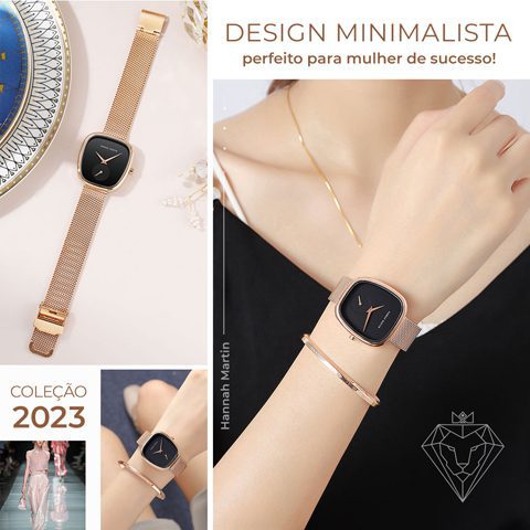 Relogio minimalista, relógio luxuoso, relógio elegante, relógio super versátil, estilo minimalista, pontualidade, mulher de sucesso, moda