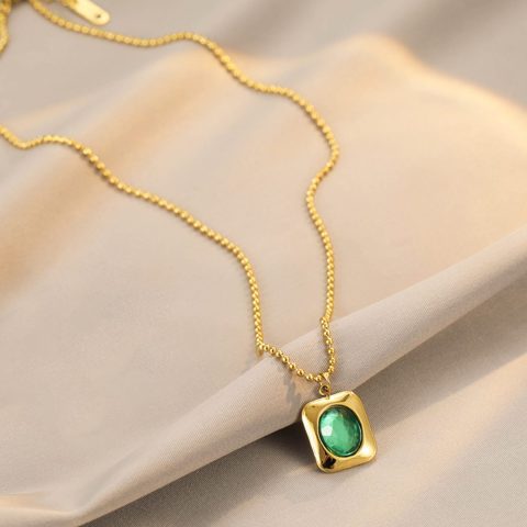 Colar esmeralda, pedra verde, ponto de luz, pingente, zircônias, estilo romântico, colar de contas, colar ajustável