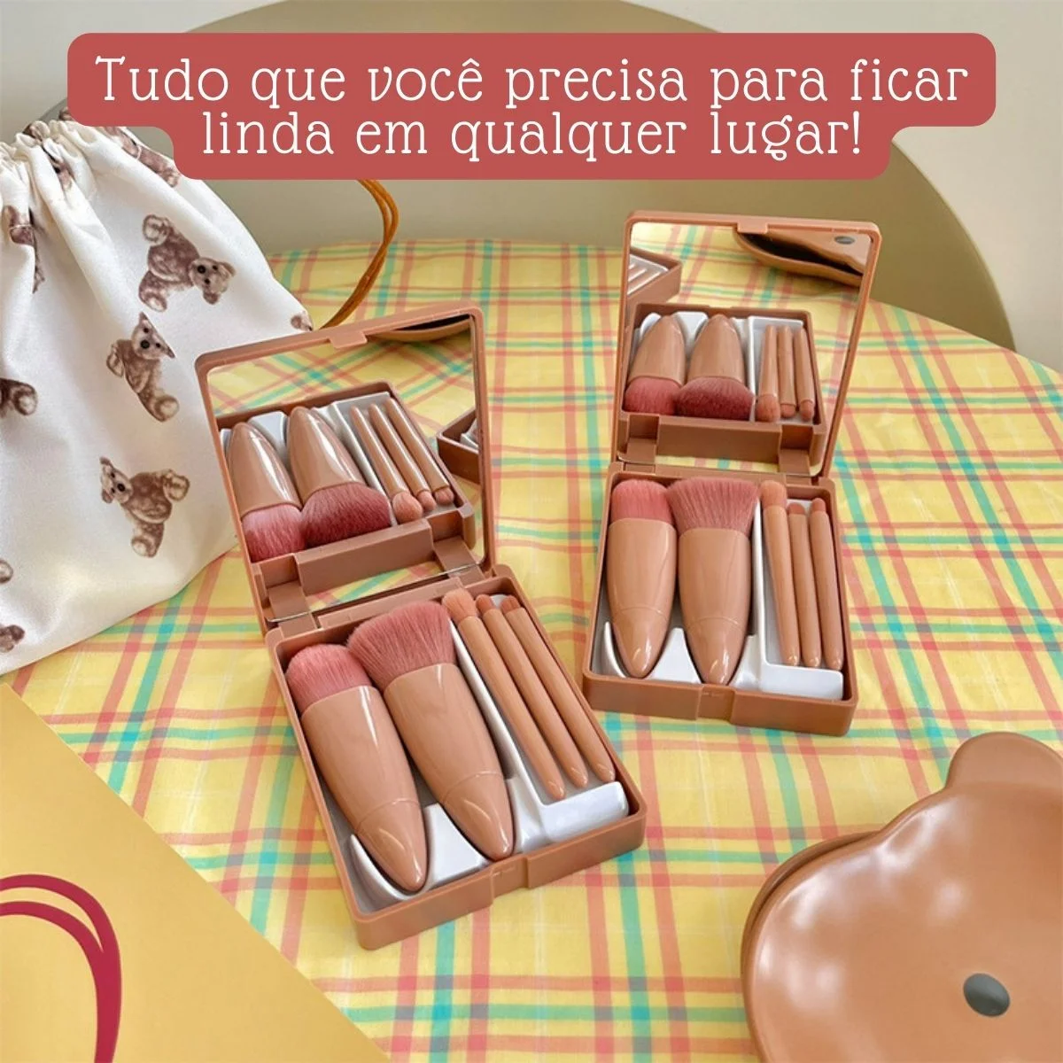 kit de pincéis, pincel de maquiagem, kit de pincel travel size, pincel de blush, pincel de pó, pincel de base, pincel de esfumar, pincel de sombra, pincel para lábios, make, maquiagem