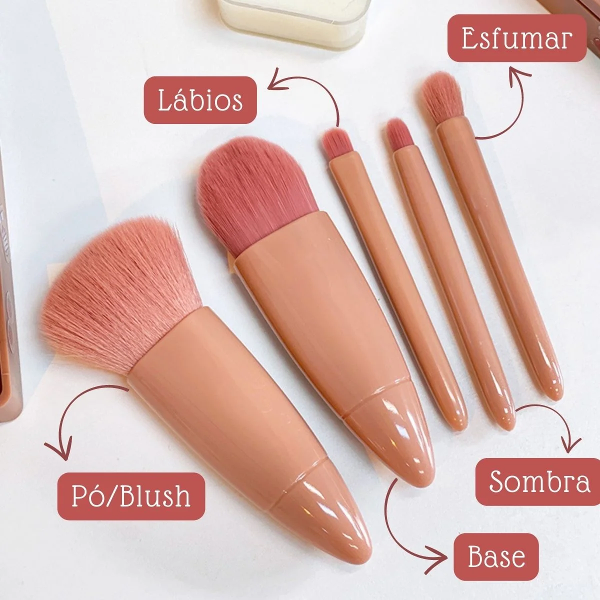 kit de pincéis, pincel de maquiagem, kit de pincel travel size, pincel de blush, pincel de pó, pincel de base, pincel de esfumar, pincel de sombra, pincel para lábios, make, maquiagem