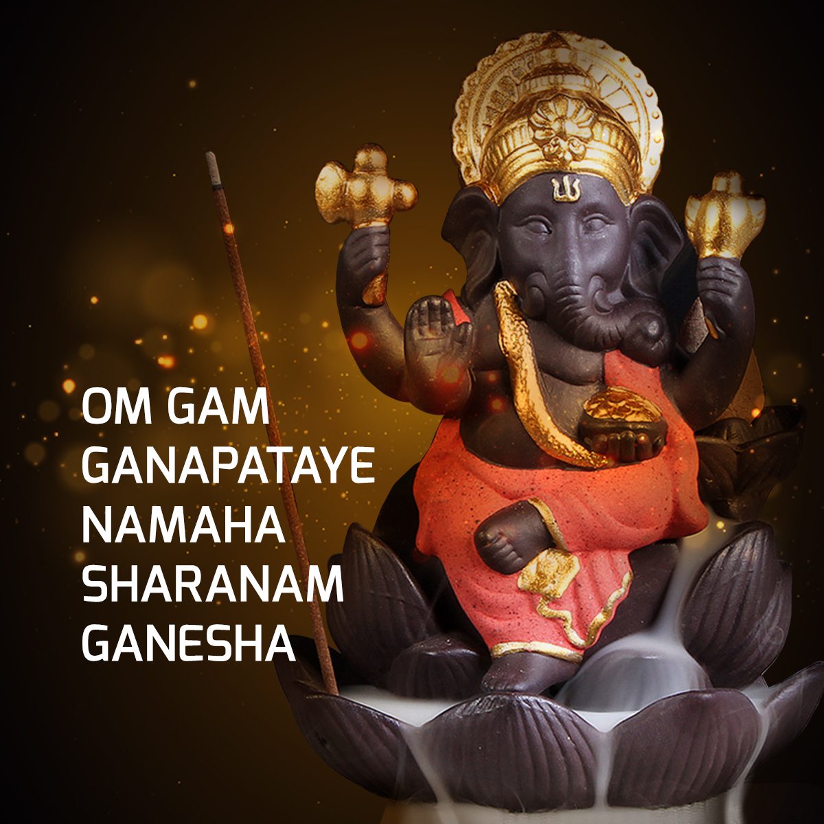Mantra, Lord Ganesha, proporcionador do sucesso e da fartura, mestre do intelecto, da sabedoria e chefe do exército celestial, Divindade, Hindu, Hinduísmo, símbolo das soluções lógicas, prosperidade, sucesso, Aum, Mantra Om Gam Ganapataye Namaha
