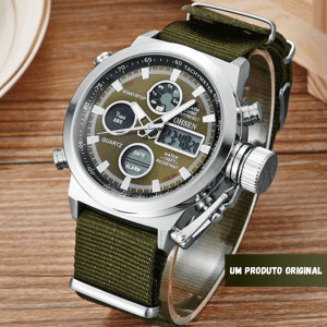 Relógio Masculino, Relógio de Aço inoxidável, Relógio Verde, Relógio de luxo, Relógio militar