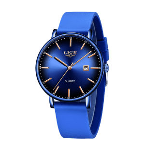 Relógio Masculino, Relógio Azul, Relógio de Luxo, Pulseira de Silicone, Relógio de Aço Inoxidável