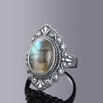 anel feminino, anel boho, anel de prata, anel com labradorita, labradorita, cristal, acessório feminino, acessório de prata