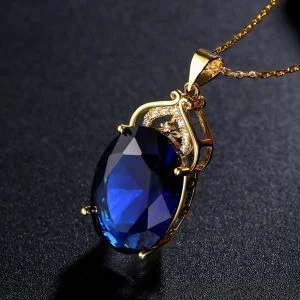 colar feminino, colar de pedra azul, colar banhado a ouro, ouro 18k, colar elegante, colar chique, colar fino, semijoia banhada a ouro, acessórios banhados a ouro