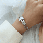 pulseira moderna- luxo - poderosa - mulher com pulseira - pulseira prata