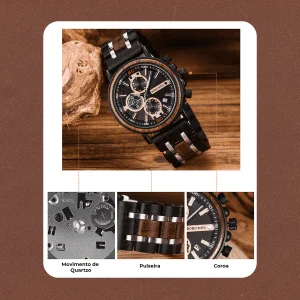 Relógio, Relógio Masculino, Relógio de Madeira, Relógio Vermelho, Relógio Marrom, Relógio de luxo