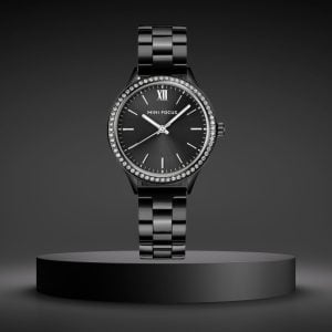 relógio de luxo, relógio feminino, relógio preto, relógio de aço inoxidável, relógio resistente, resistente à água, à prova de choque, relógio analógico,