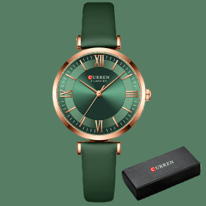 Relógio Feminino, Relógio verde, Relógio de Luxo, Ouro Rosé