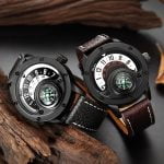 relógio masculino, relógio com bússola, relógio tecnológico, relógio masculino moderno, relógio masculino de couro