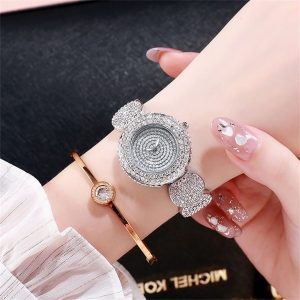 relógio prata - rose - mulheres - brilho