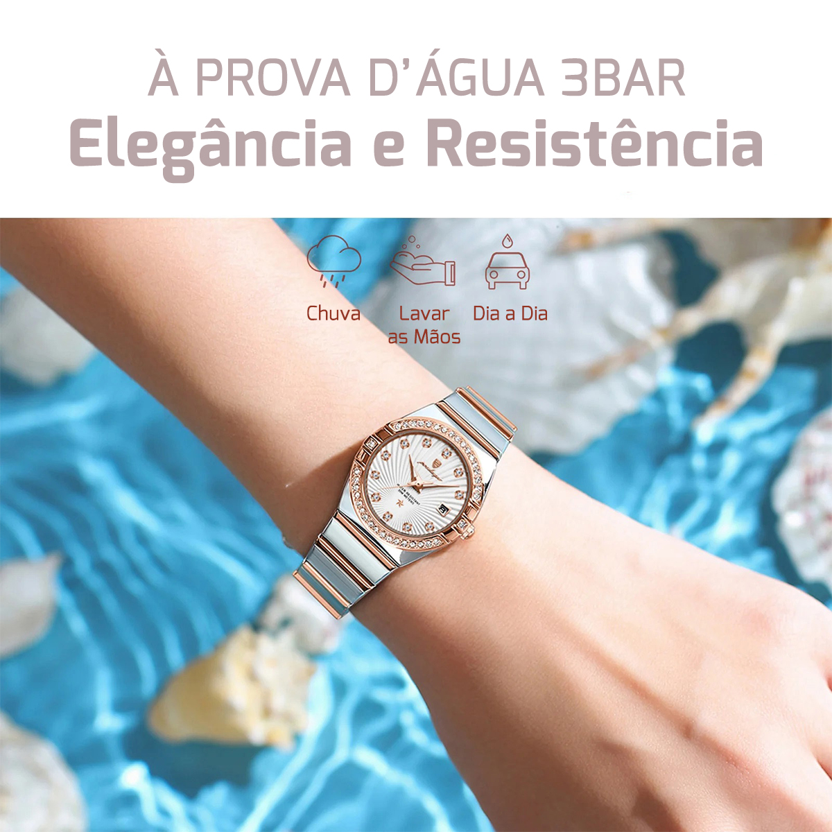 Relógio Feminino À Prova D'Água, resistência a água, Qualidade e Durabilidade, Traços Marcantes, Relógio Feminino Clássico