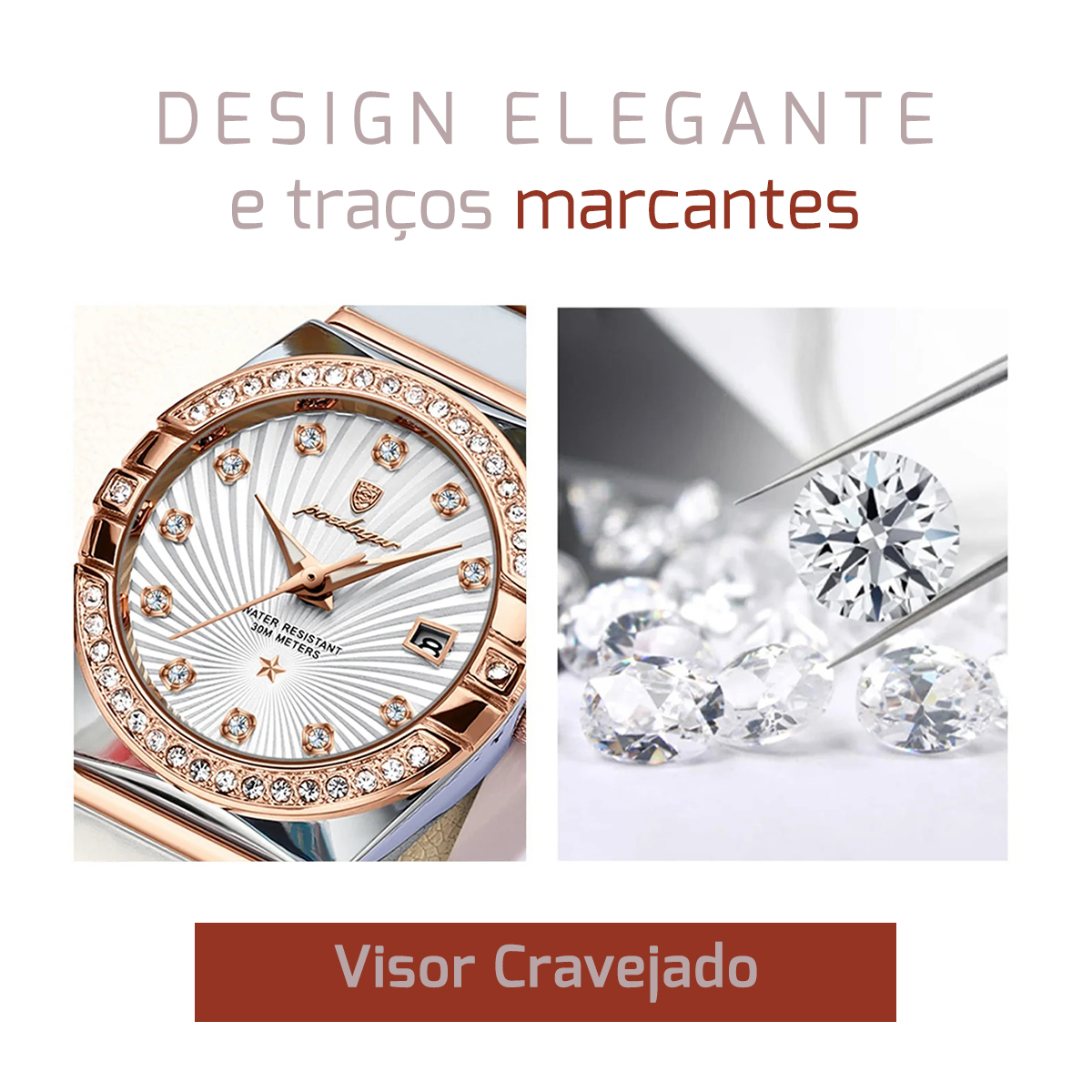 Relógio Elegante, Visor Cravejado, Design de Luxo, Preço Acessível, Relógio em Promoção, Relógio em Aço Inoxidável, Relógio Premium