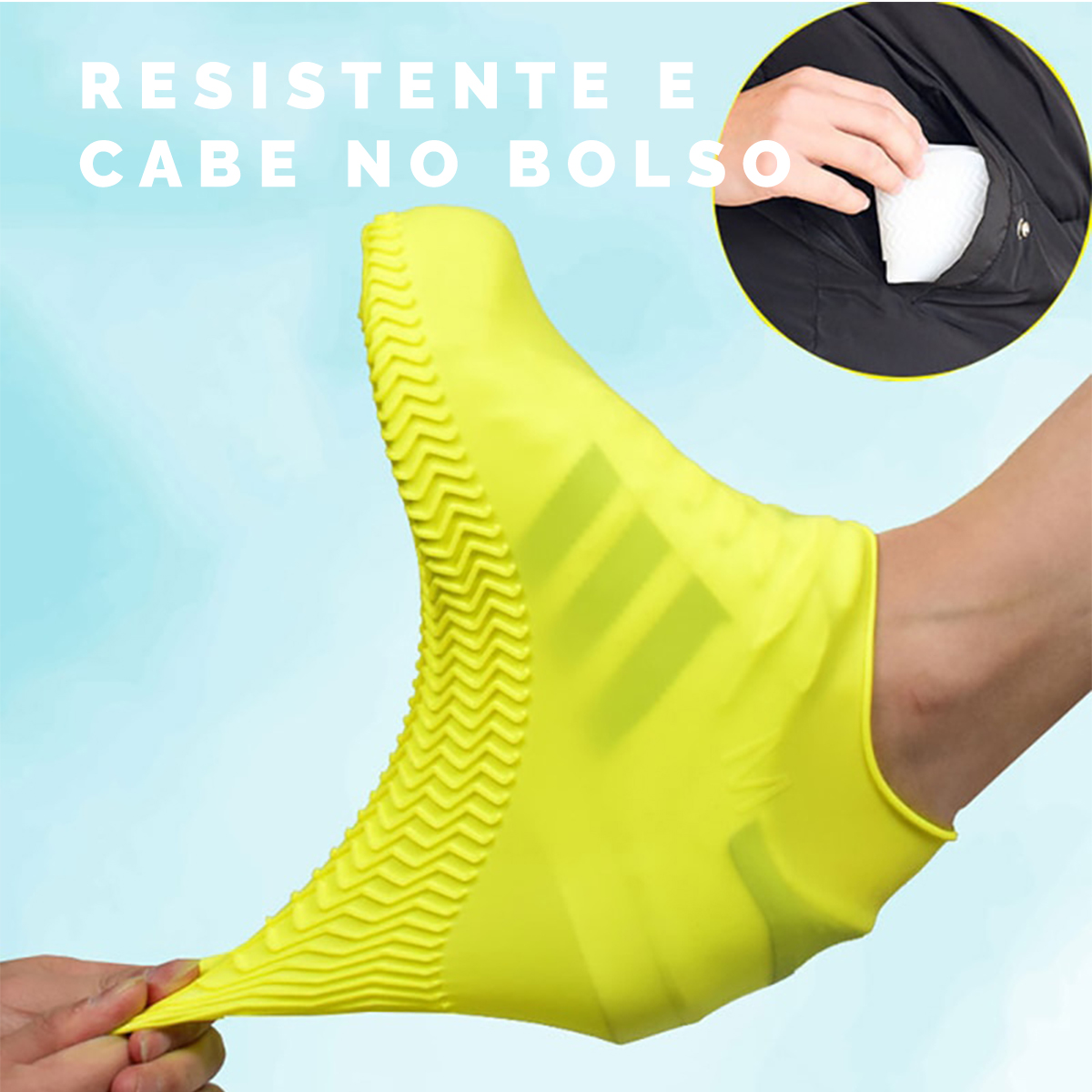 Capa de chuva para tênis, ultra resistente, fácil carregar, prática e útil, capa de proteção amarela