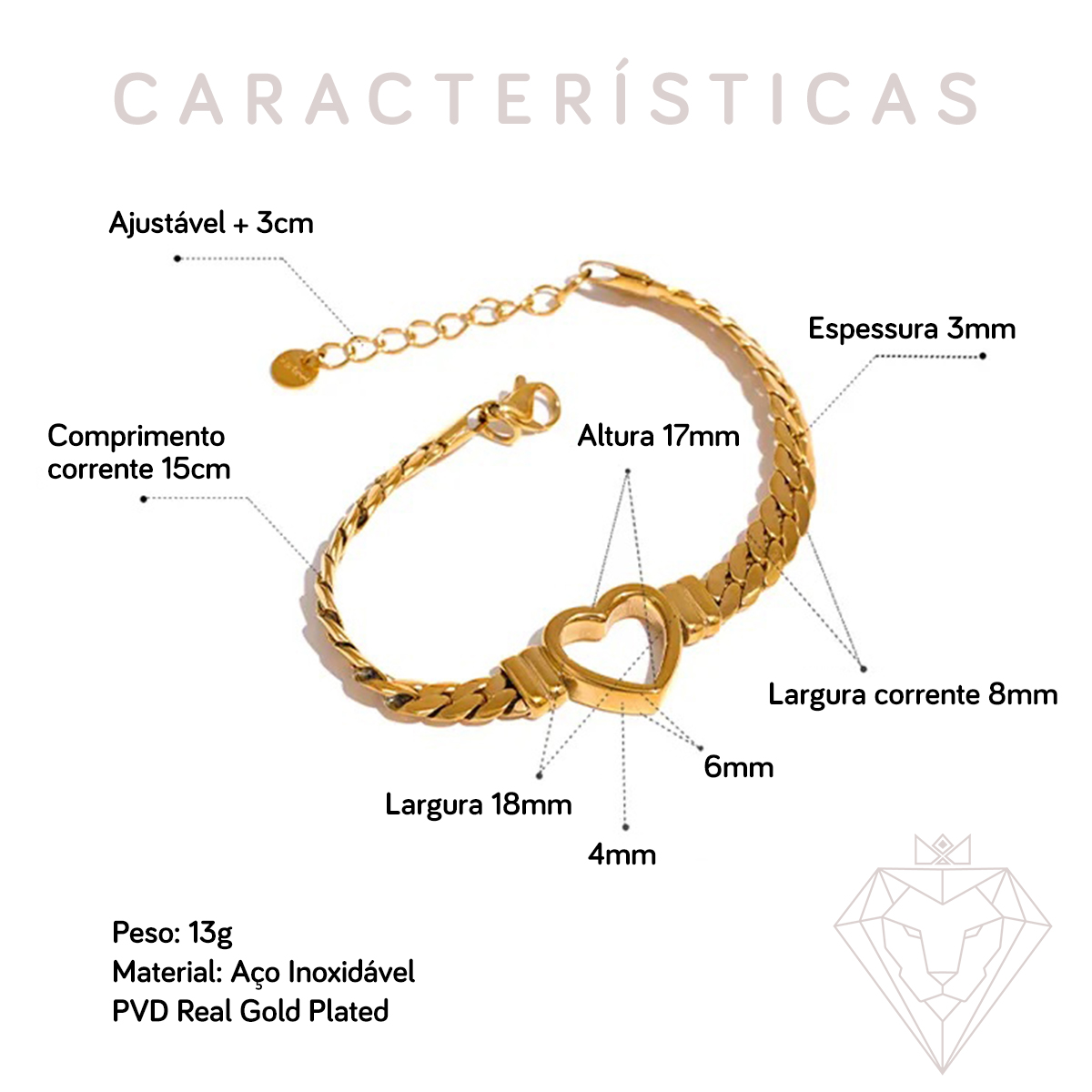 Pulseira dourada, luxuosa, pulseira em promoção, preço acessível, semijoia premium, aço inox, pulseira de qualidade 
