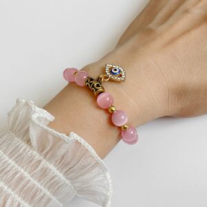 pulseira de quartzo rosa