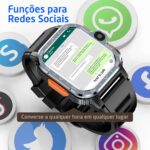 smartwatch com aplicativos, whatsapp, youtube, telegram, instagram, funções redes sociais